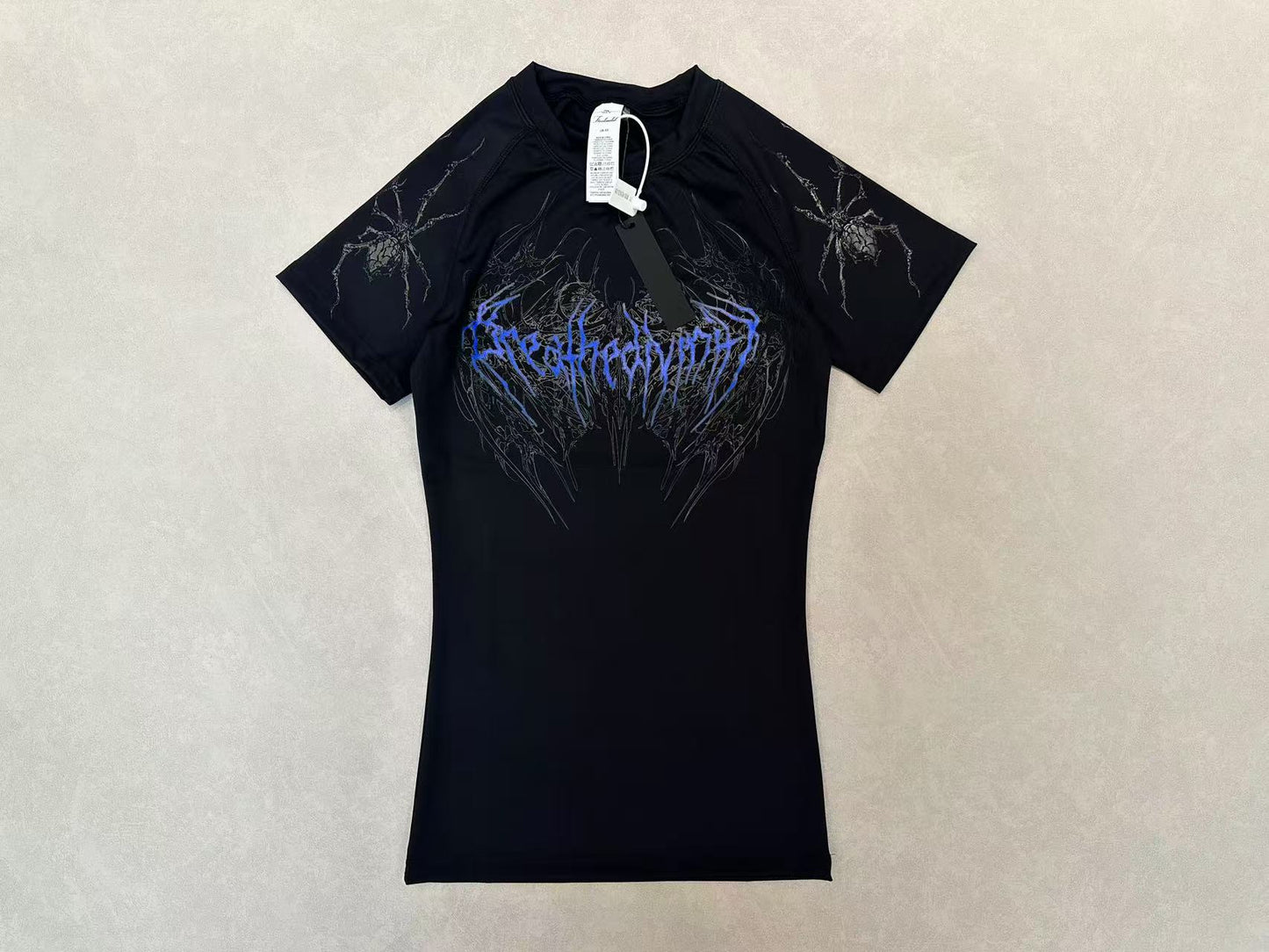 Breathedivinity Gothic Fitness Tee - Moisture-Wicking Stretch Short Sleeve