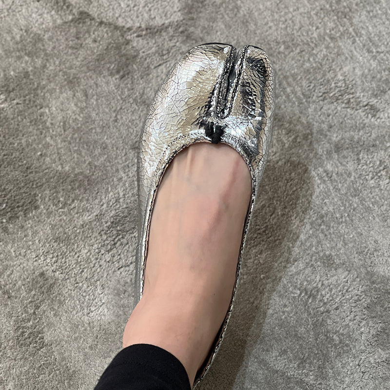 25SS MM6 Classic Slip-On Tabi Shoes - Buttery Lambskin Split-Toe Ballet Flats