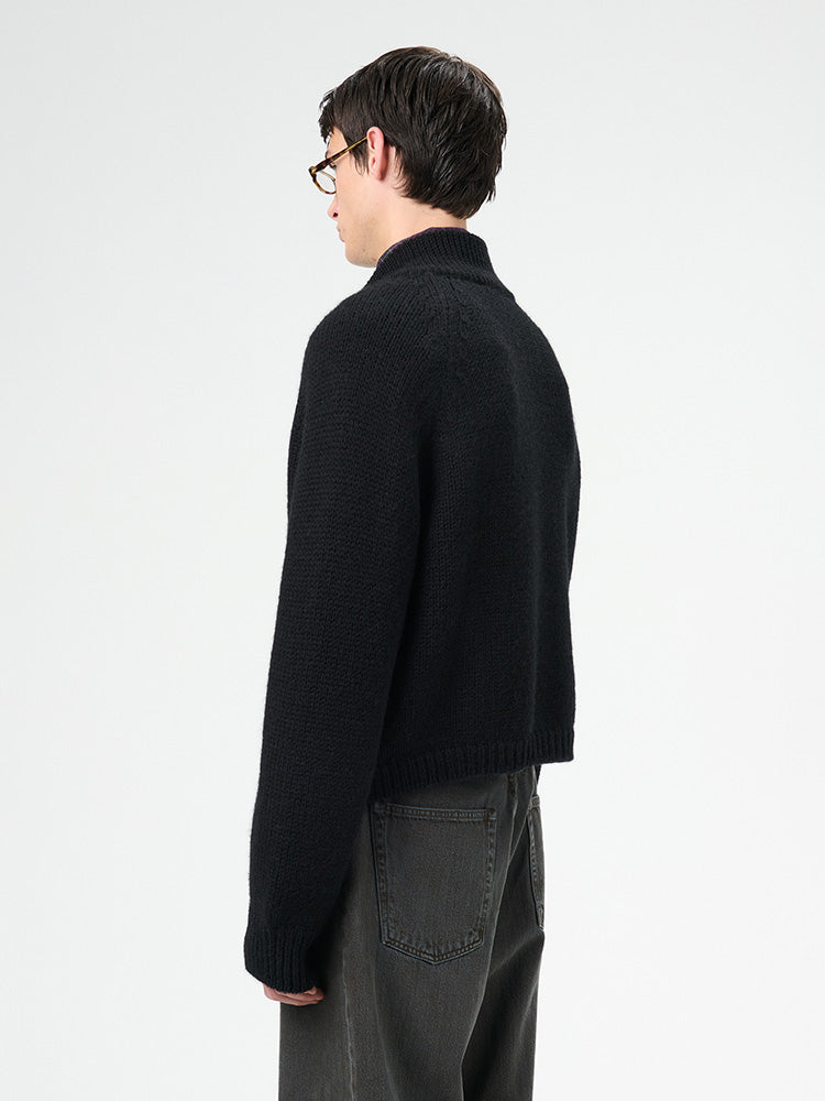 Our Legacy Vibe Double-Zip Wool Knit Sweater – Cropped Wide-Fit Half Turtleneck