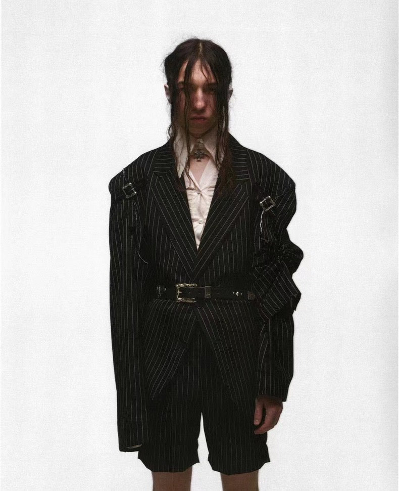 ERD SS24 'Depressed Heir' Bat-Studded Punk Belt - Top-Grain Cowhide Rocker Strap