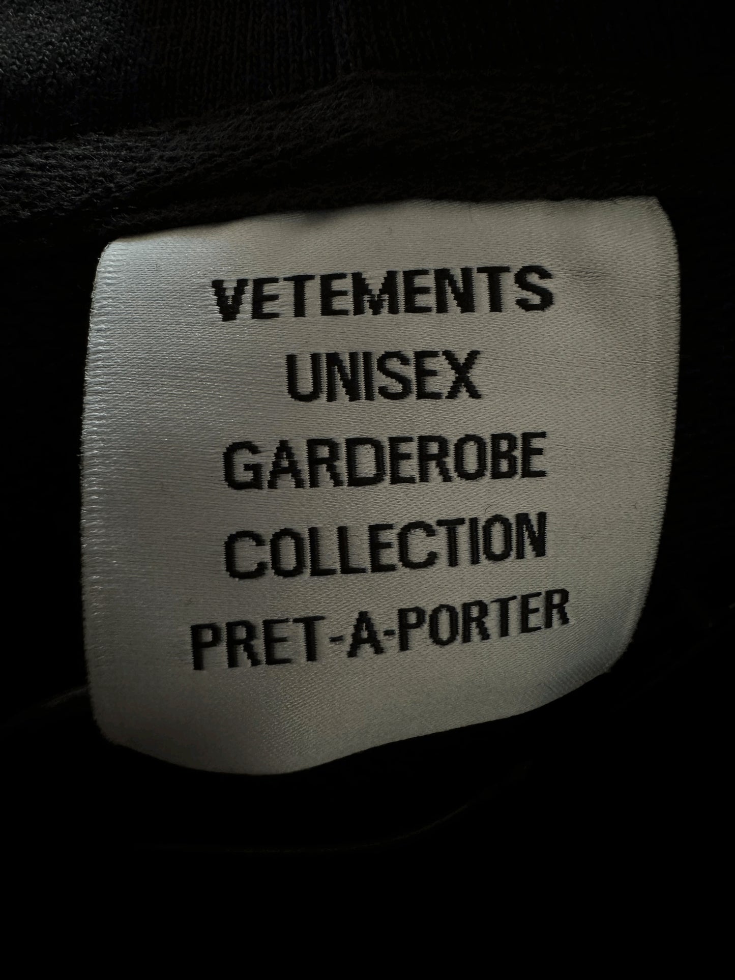 Vetements 24FW Oversized Hoodie J’adore Hardcore Patchwork Garments Black Patched Logo