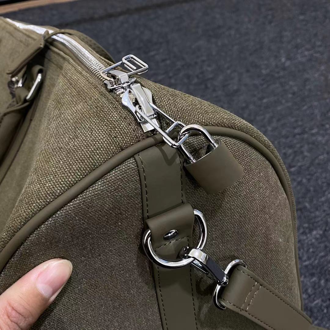 Readymade Overnight Bag - Army Green Canvas Embroidered Travel Bucket Gym Bag