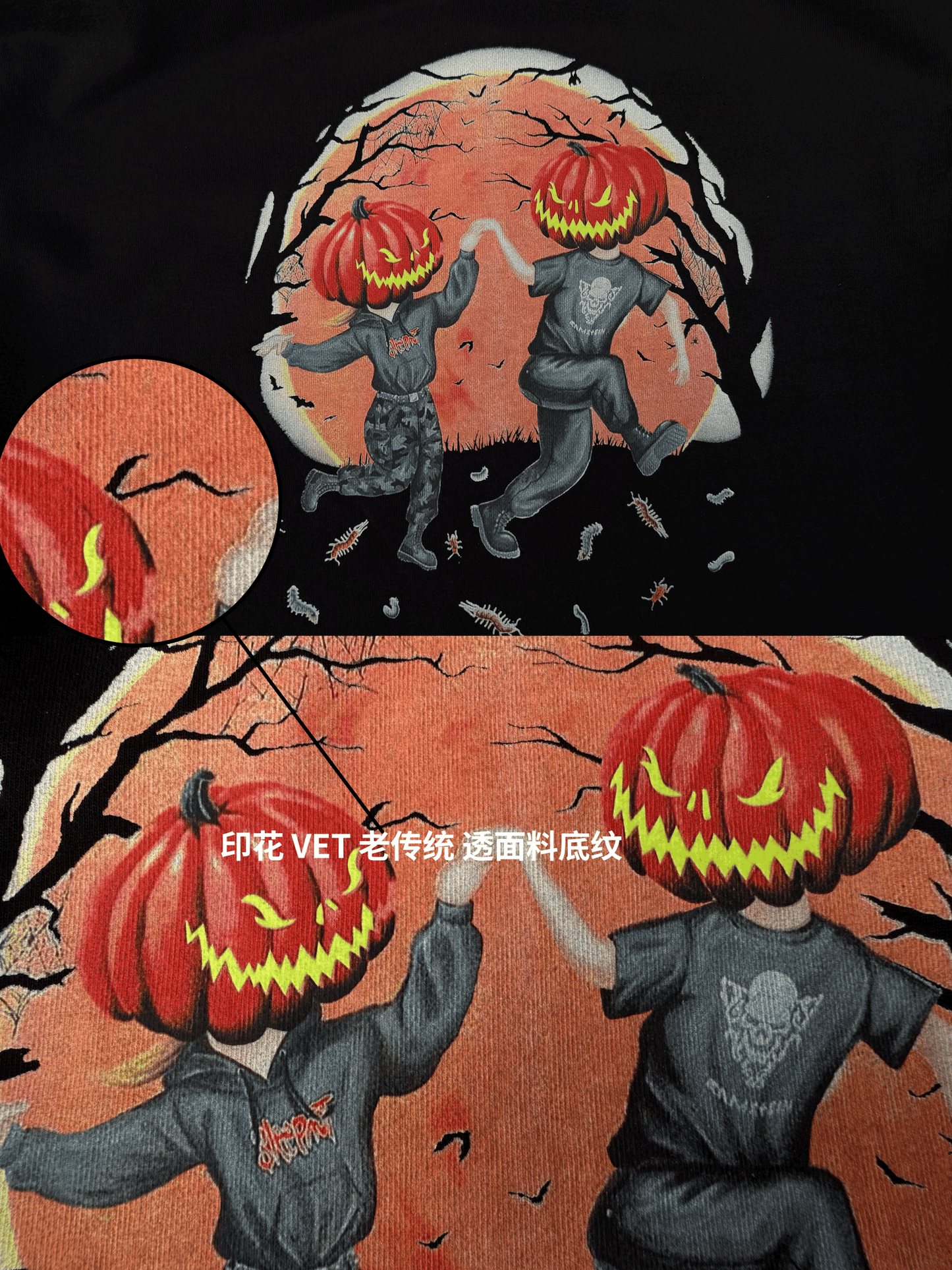 Self-made Vetements AW20 'Hocus Pocus' Pumpkin Print Zip Hoodie - Opium Pullover