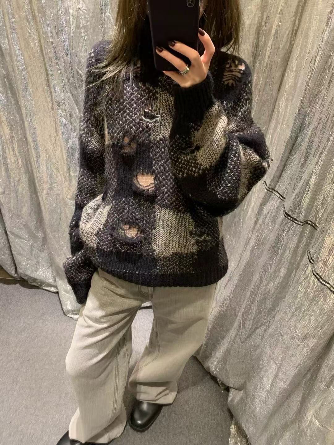 donclick Our Legacy 24FW Distressed Knit Sweater -Round Neck Destroyed Pullover