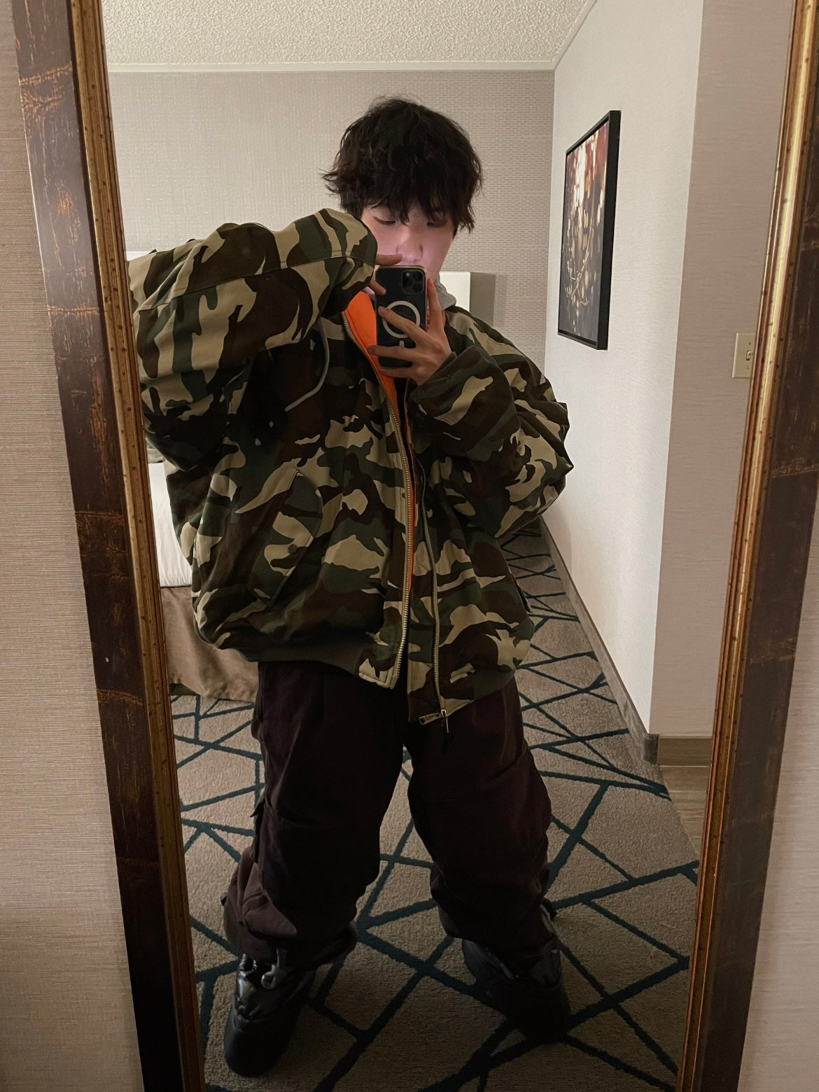 Vetements Reversible Dual-Sided Camouflage Hooded Bomber Jacket