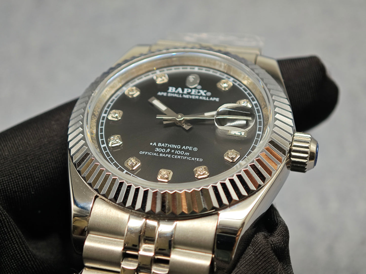 Self-made TYPE 6 BAPEX Gold-Green Ape Power Watch - Fluted Bezel Datejust Mechanical Wristwatch