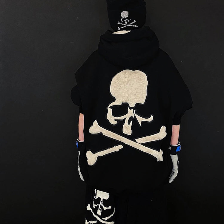 Mastermind Dark Skull Rabbit Fur Embroidery Faux Fur Heavyweight MMJ Hoodie