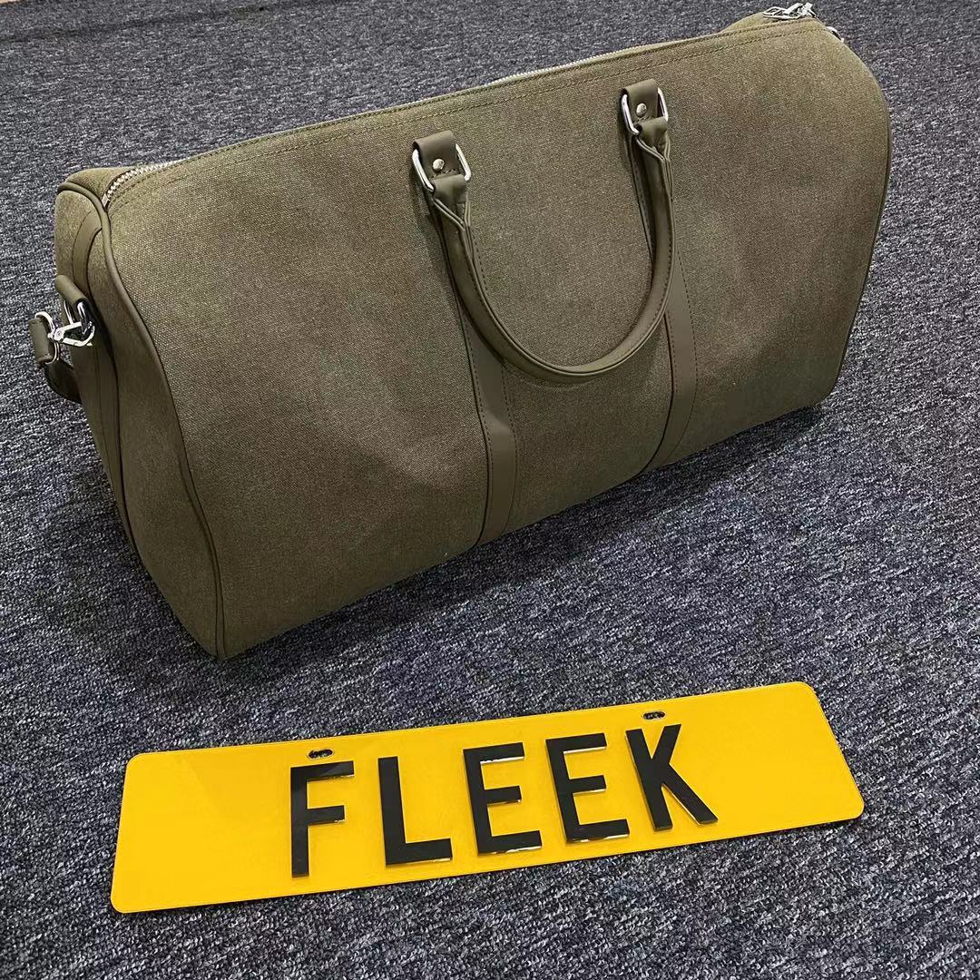 Readymade Overnight Bag - Army Green Canvas Embroidered Travel Bucket Gym Bag