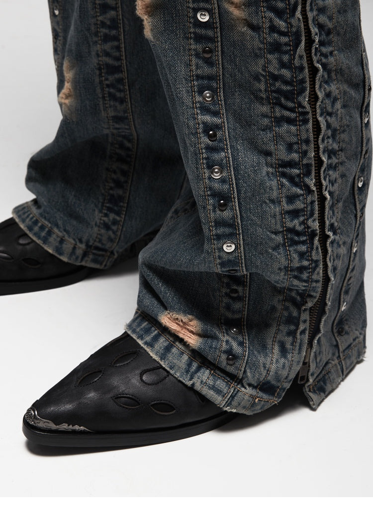 Top-Grain Leather Sole Chelsea Boots -Handcraft Distressed Western Metal Toe Cap