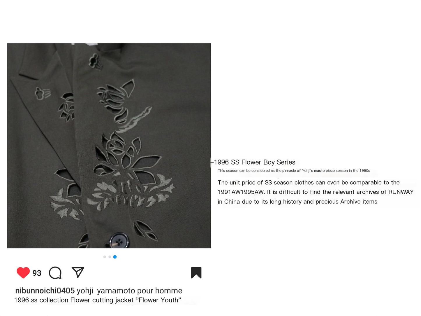 Self-made Yohji 'Flower & Youth' Wool Blazer - Lotus Cut-Out Detailing
