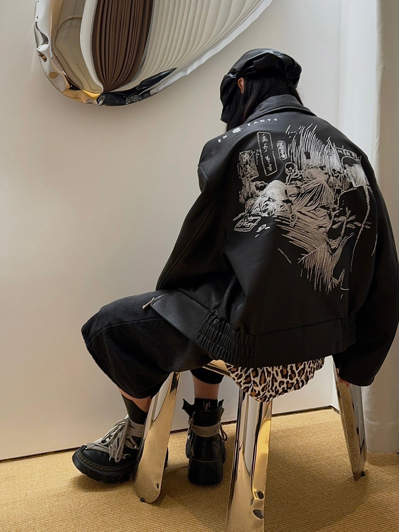 ERD Melancholic Heir PU Lambskin Jacket -Custom-Dyed Coated Cropped Leather Coat