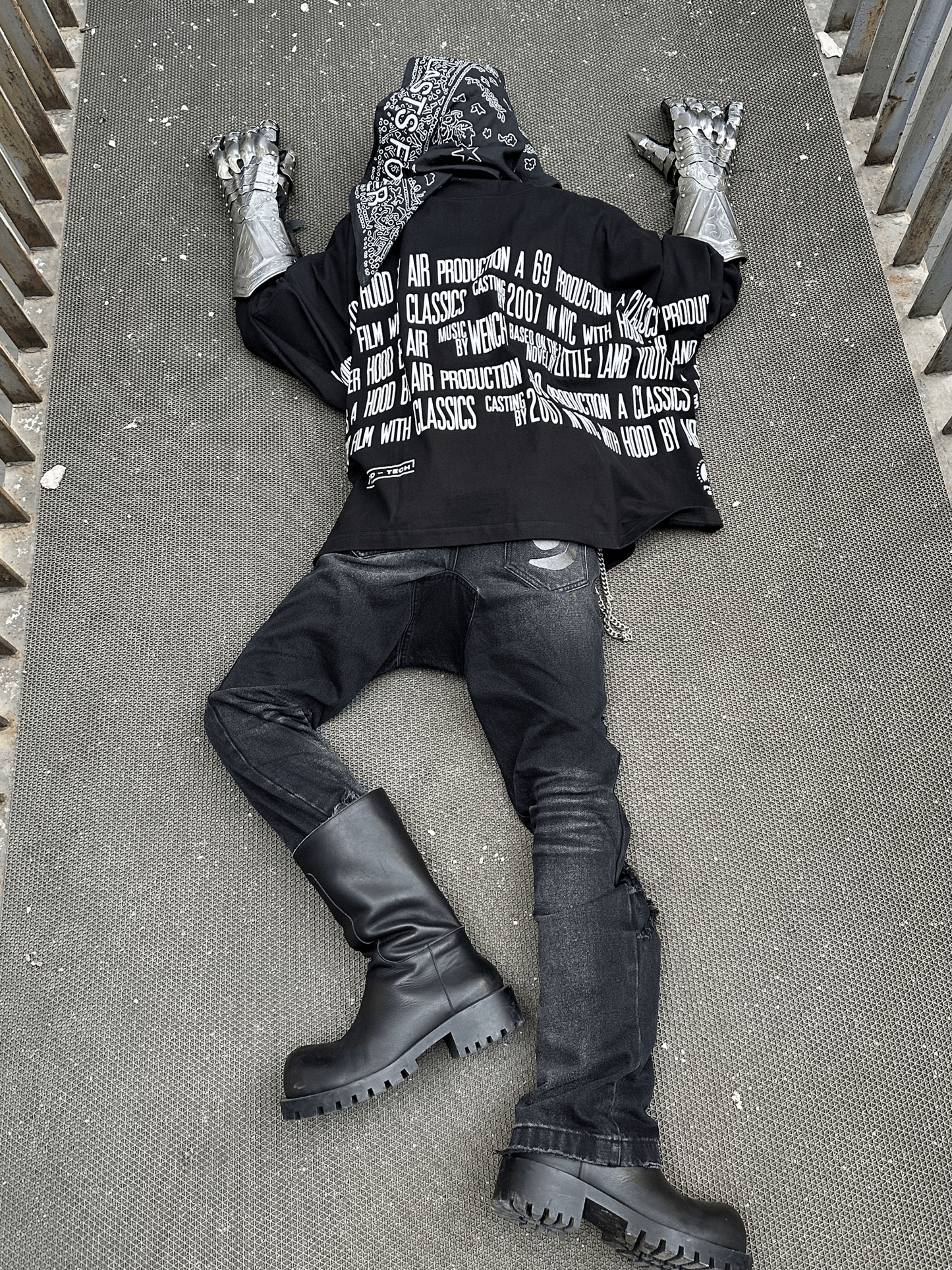 (Archive) Opium YVL x Hood By Air SS17 Cape Sleeve Tee - Oversized Graphic Print Short Sleeve