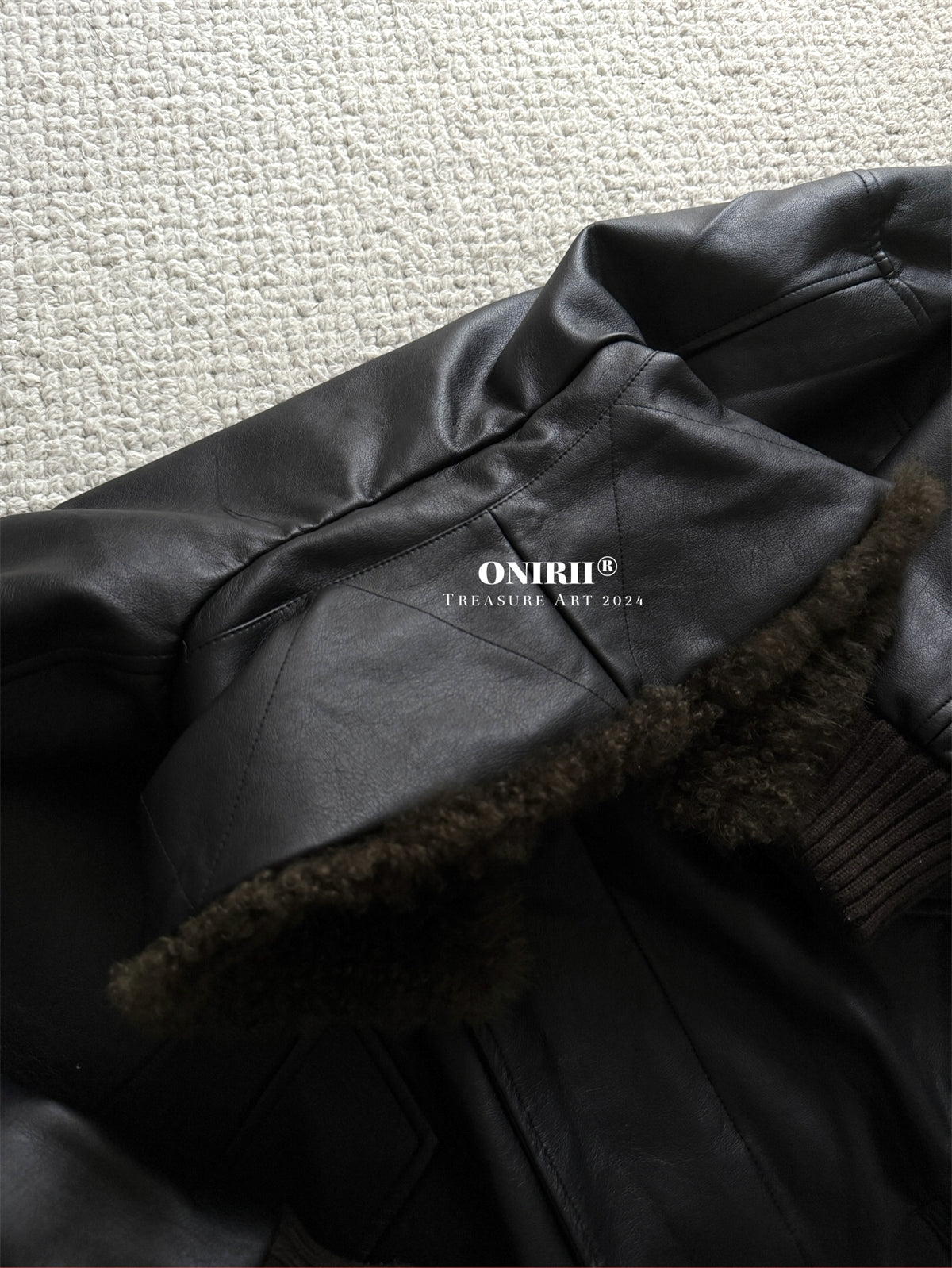 Heavyweight Le*maire Quilted Jacket Imported Lamb Wool Collar Gray-Black Padded Coats