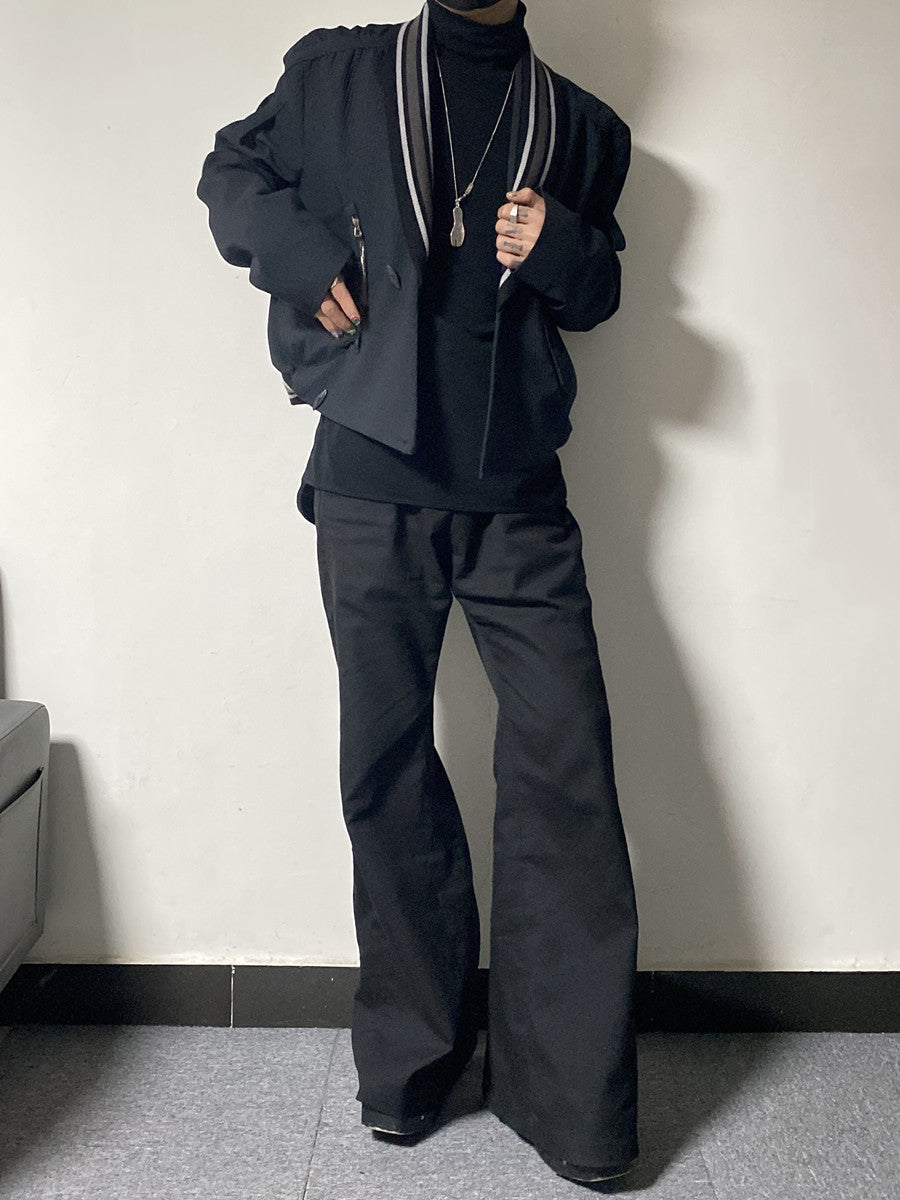 donclick 22FW Kiko Kostadinov Black V-Neck Jacket -Button Zip Casual Long Sleeve