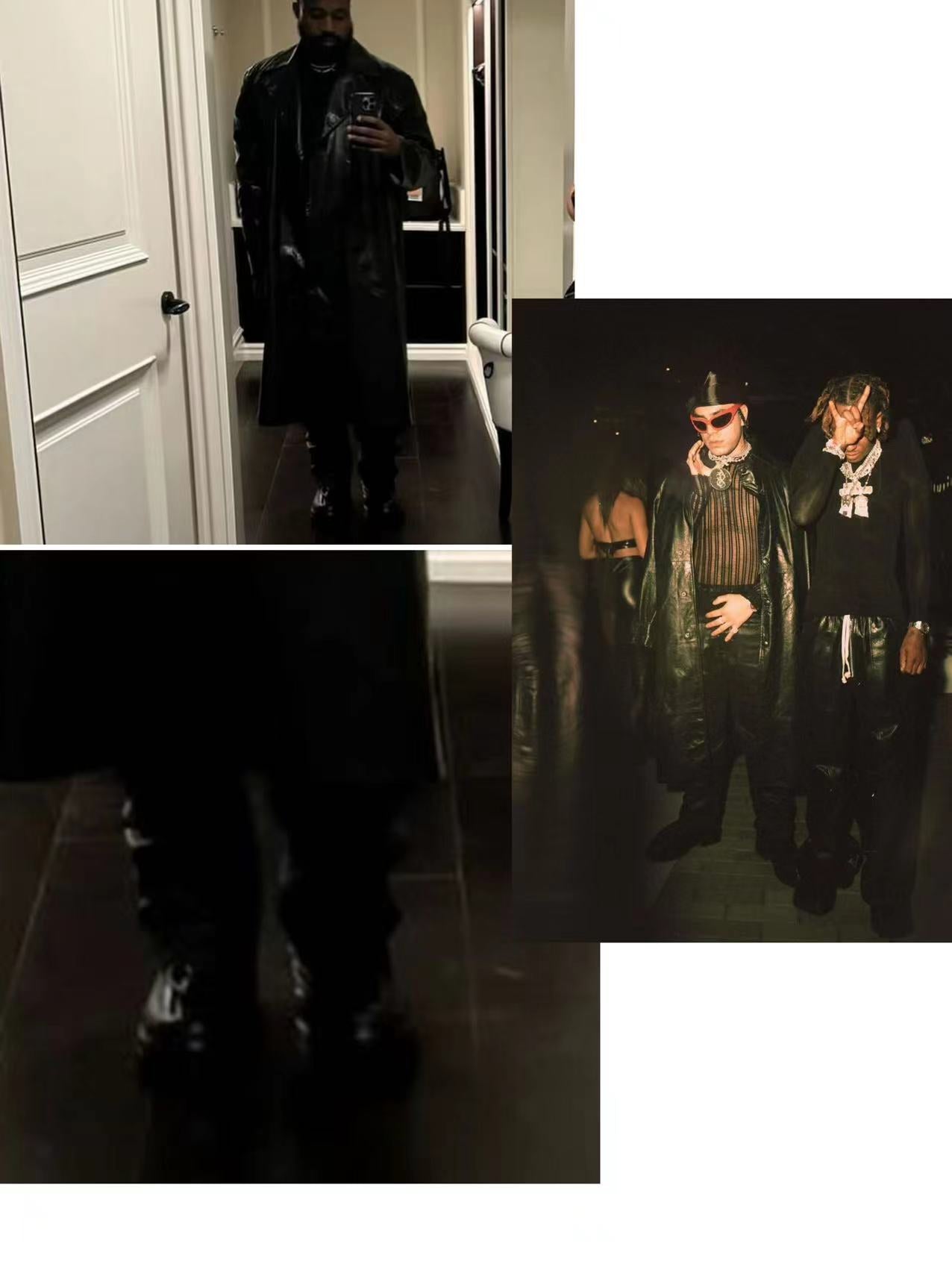 Self-made 424 Distressed Leather Slouch Boots Oversized Crinkled Biker High Boots
