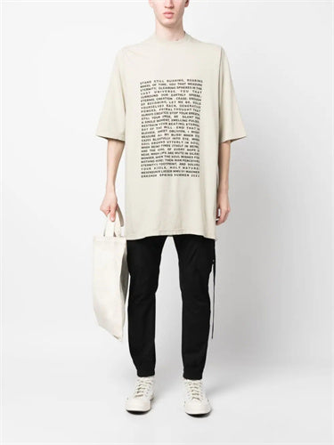 Self-made Dark Avant-garde Rick Owen Slogan RO Print Oversized Short Sleeve Tee