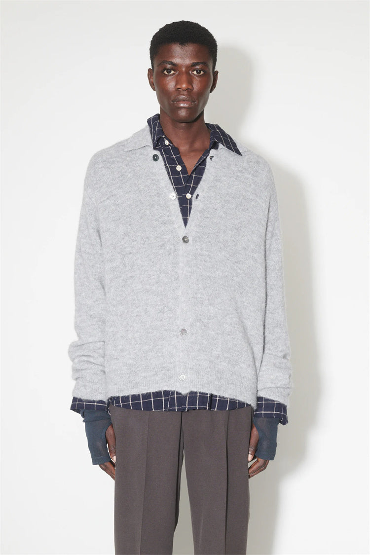 donclick 24FW Our Legacy Mohair Wool Blend Cardigan Light Grey Relaxed Fit Knit