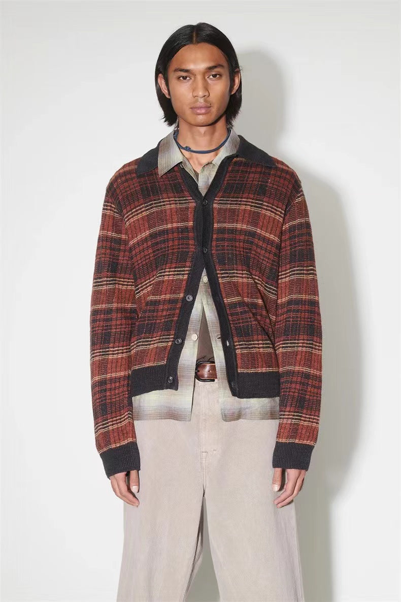 Self-made Our Legacy Evening Polo Hemp Check Knitwear - Malard Colorway Striped