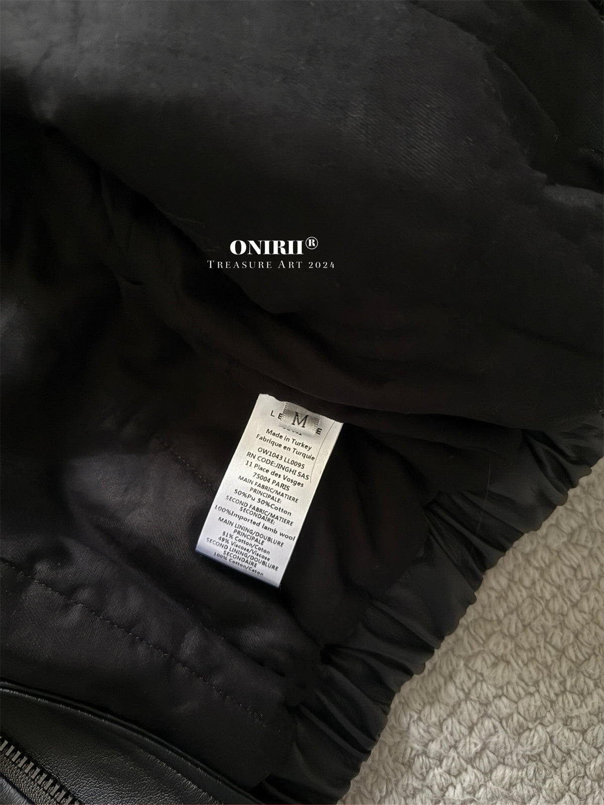 Heavyweight Le*maire Quilted Jacket Imported Lamb Wool Collar Gray-Black Padded Coats