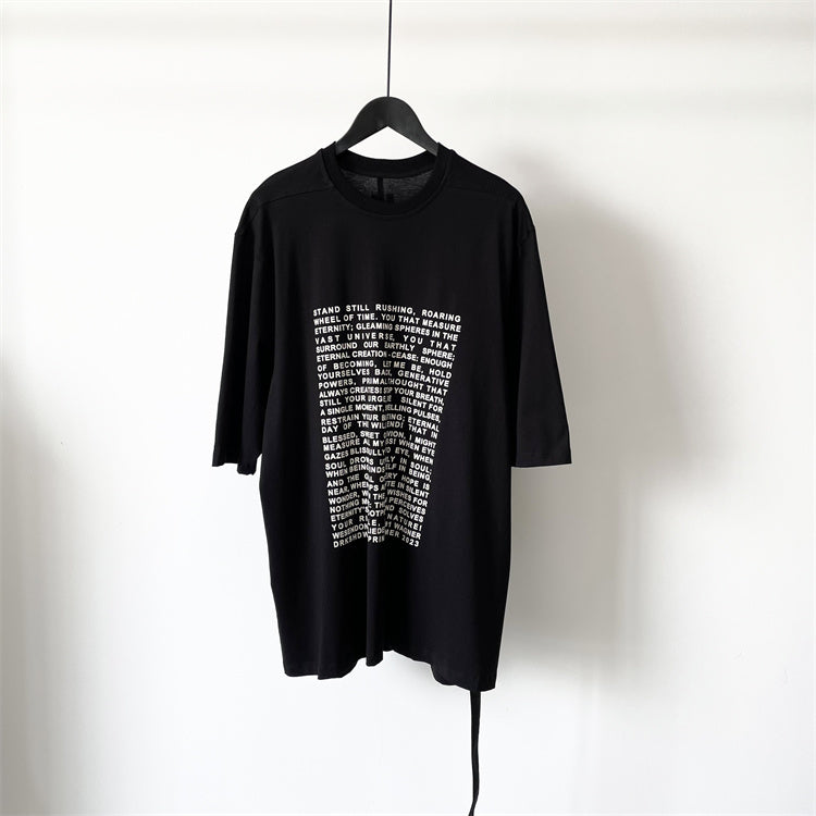 Self-made Dark Avant-garde Rick Owen Slogan RO Print Oversized Short Sleeve Tee