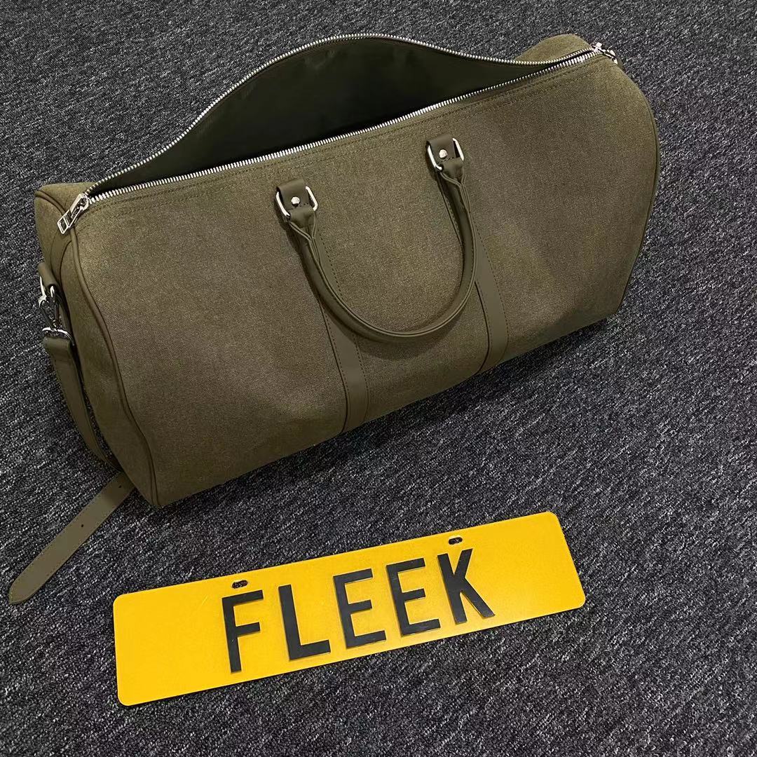 Readymade Overnight Bag - Army Green Canvas Embroidered Travel Bucket Gym Bag