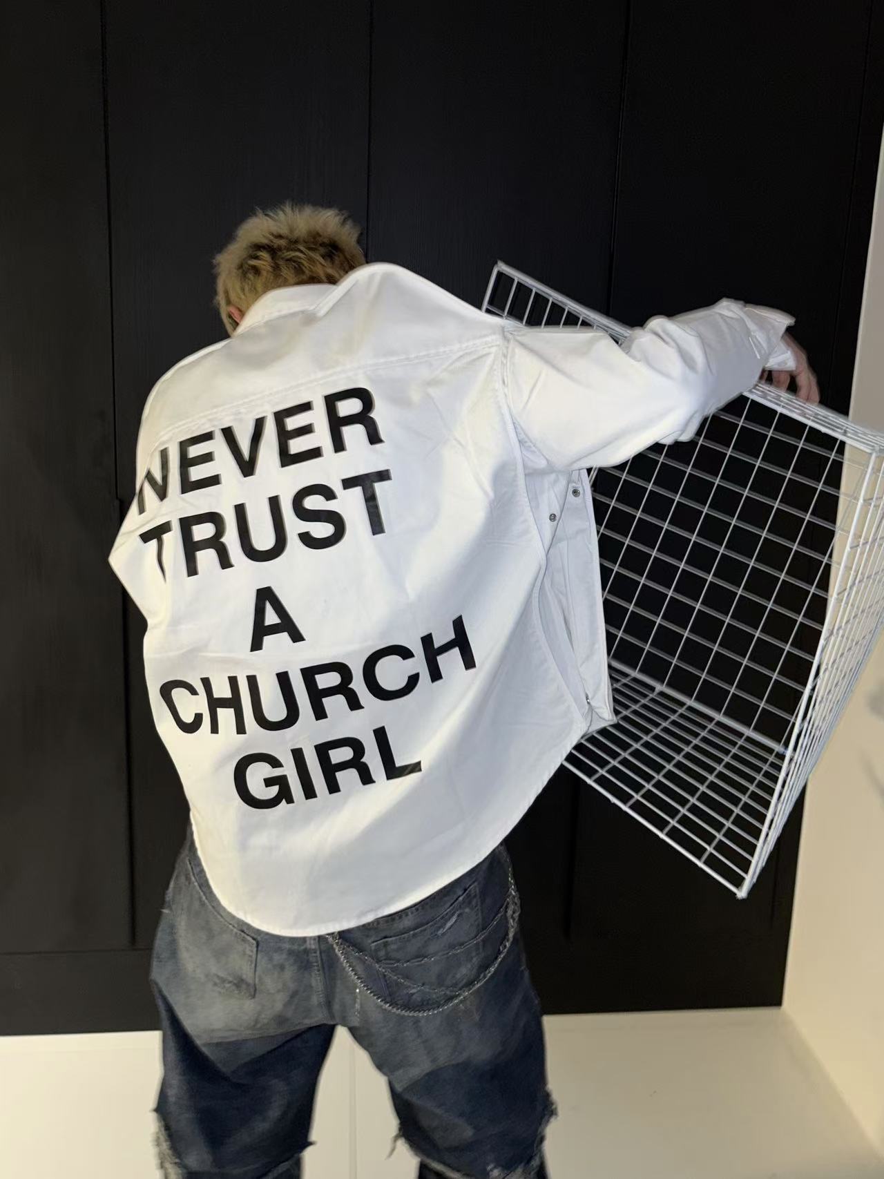 Self-made Hood By Air Religious Girl Print Shirt – White Oversized Casual Fit