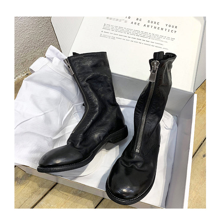 Self-made 310 Horse Leather Origin Guidi Front Zip Ankle Boots – Short Boots for Women