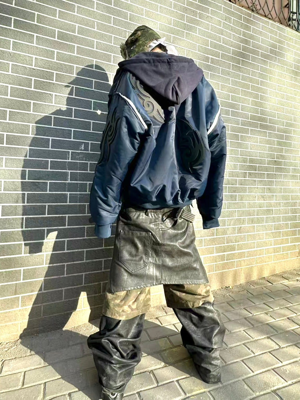 Custom-made 19AW Alpha Industries Vetements Tribal Bomber Blue Padded Jacket