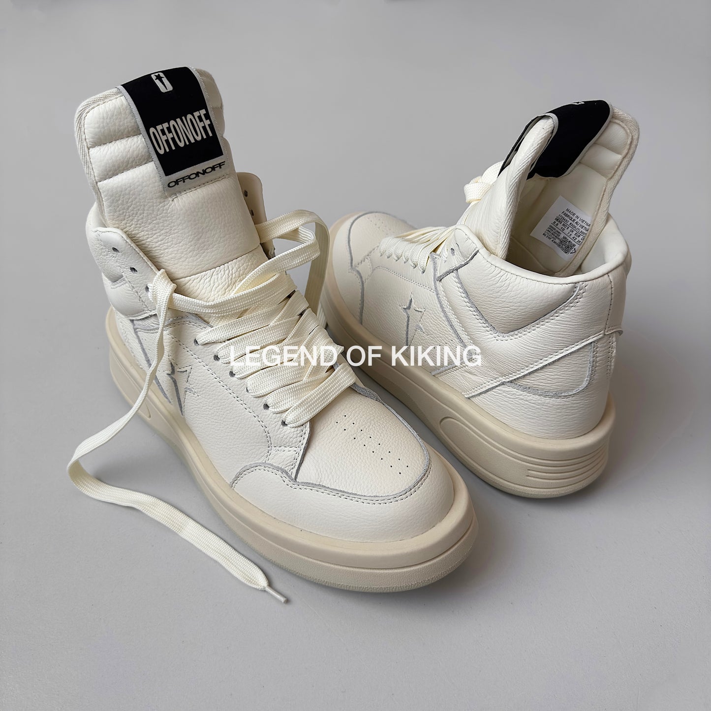Self-made RO High-Top Leather Sneakers - Rick Owens Round-Toe Lace-Ups