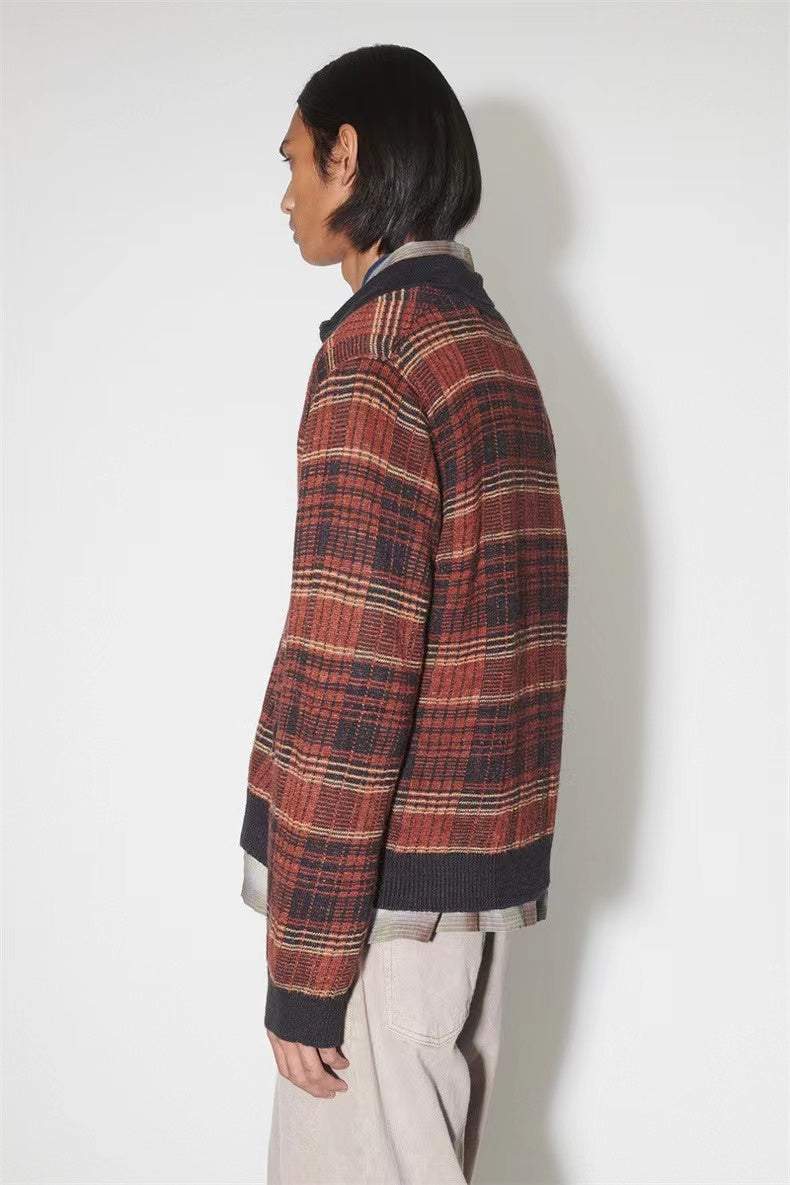 Self-made Our Legacy Evening Polo Hemp Check Knitwear - Malard Colorway Striped