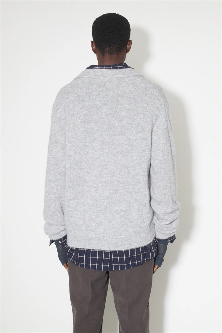 donclick 24FW Our Legacy Mohair Wool Blend Cardigan Light Grey Relaxed Fit Knit
