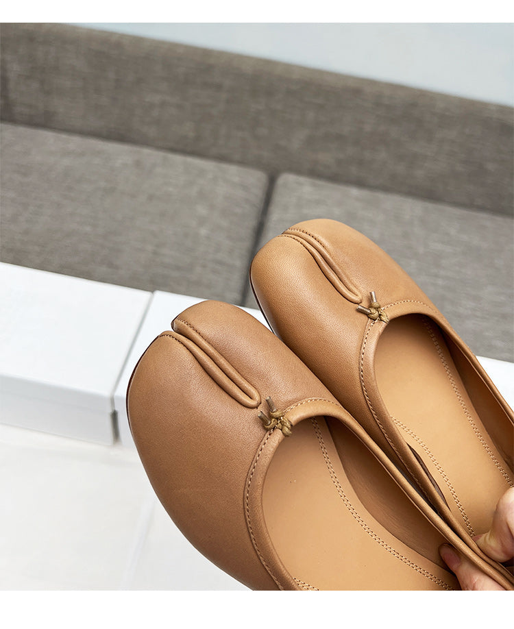 25SS MM6 Classic Slip-On Tabi Shoes - Buttery Lambskin Split-Toe Ballet Flats