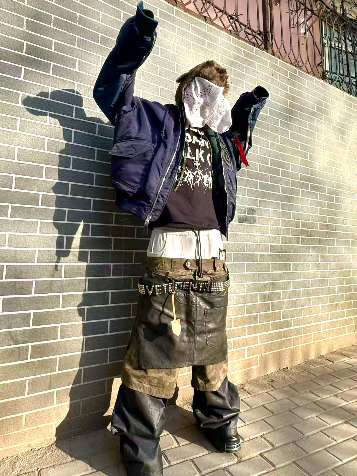 Custom-made 19AW Alpha Industries Vetements Tribal Bomber Blue Padded Jacket