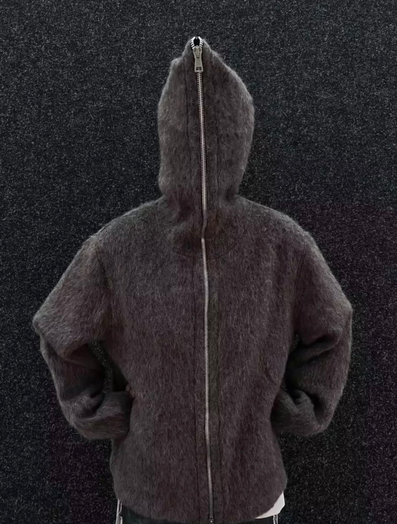 Self-made Our Legacy Grey Mohair Zip Cardigan – Wool Blend Relaxed Hooded Knit