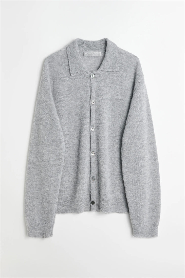 donclick 24FW Our Legacy Mohair Wool Blend Cardigan Light Grey Relaxed Fit Knit