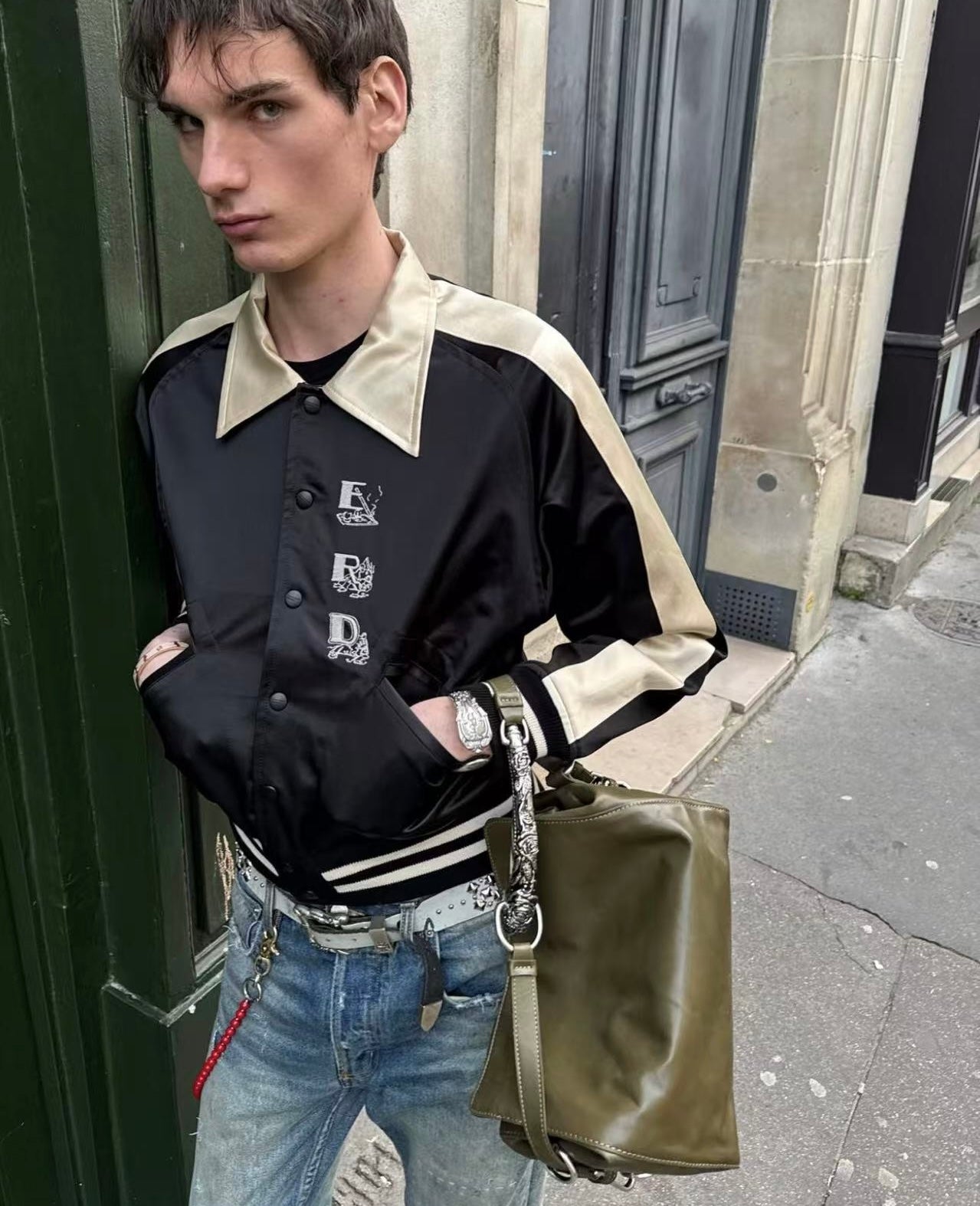 ERD AW24 'Opium Den' Varsity Jacket - Silk Court Embroidery Baseball Coat