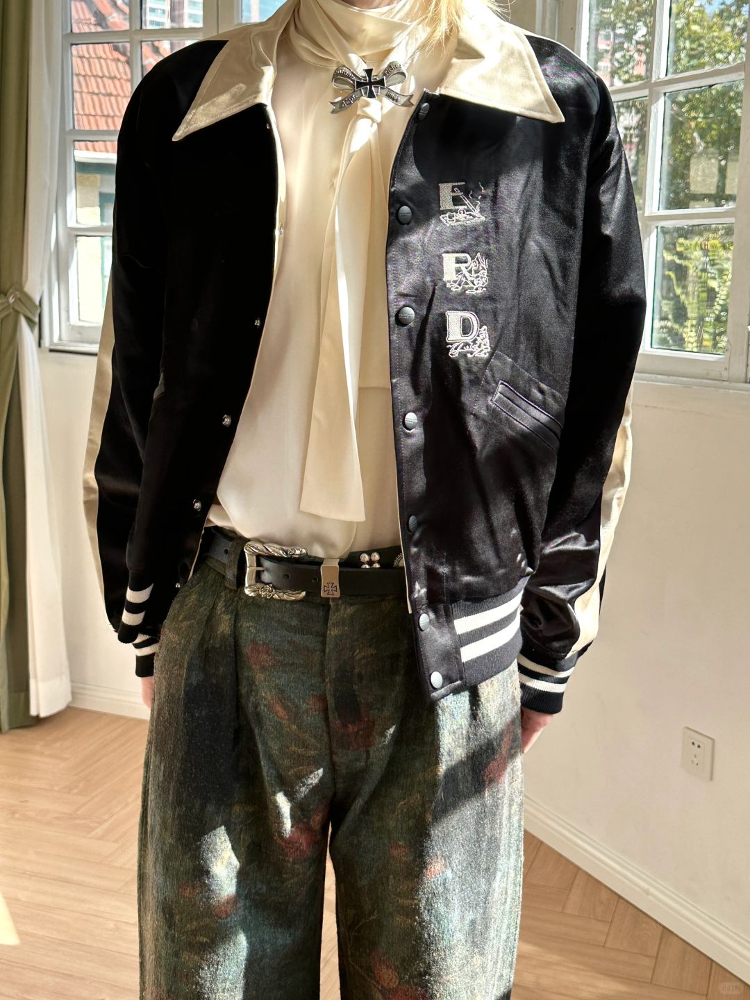 ERD AW24 'Opium Den' Varsity Jacket - Silk Court Embroidery Baseball Coat