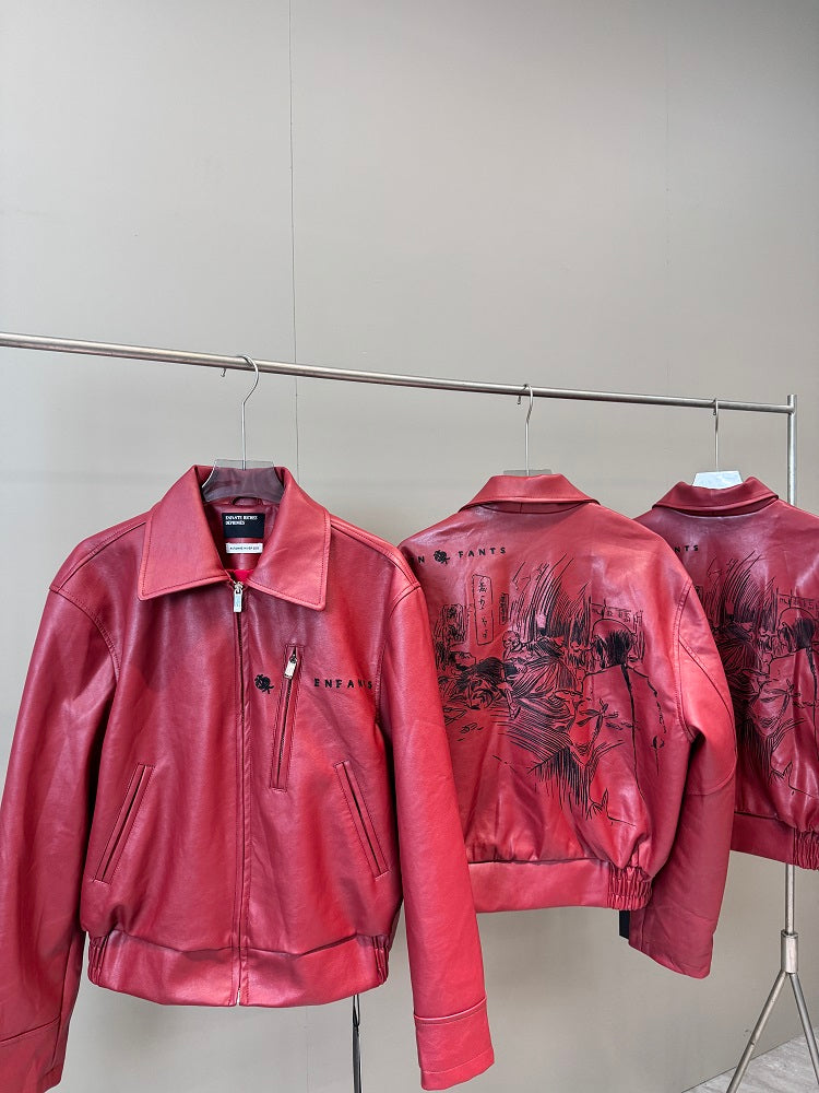 ERD Melancholic Heir PU Lambskin Jacket -Custom-Dyed Coated Cropped Leather Coat