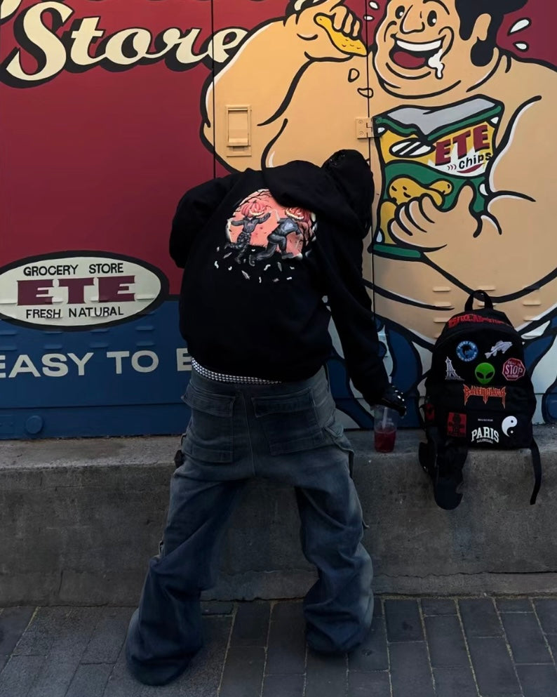 Self-made Vetements AW20 'Hocus Pocus' Pumpkin Print Zip Hoodie - Opium Pullover
