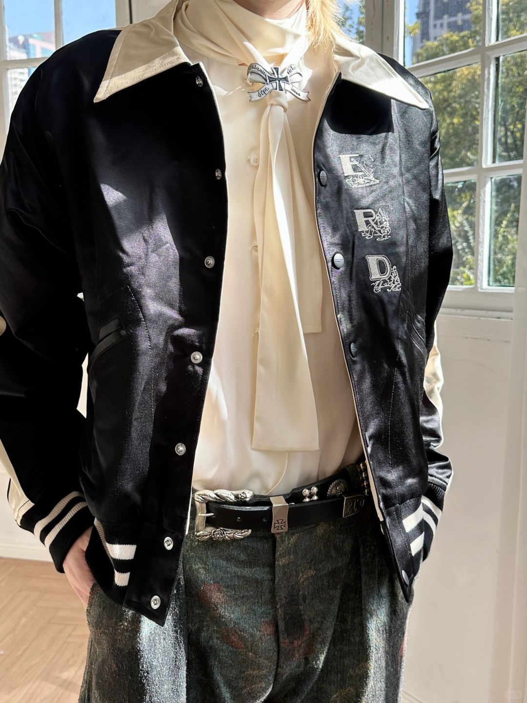 ERD AW24 'Opium Den' Varsity Jacket - Silk Court Embroidery Baseball Coat