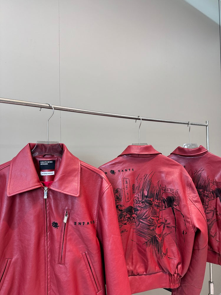 ERD Melancholic Heir PU Lambskin Jacket -Custom-Dyed Coated Cropped Leather Coat