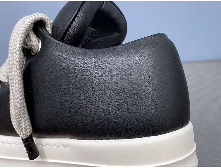 Custom-made Rick Owen Leather Platform Bread Sneakers BAPESTALOW Padded Shoes Inflatable