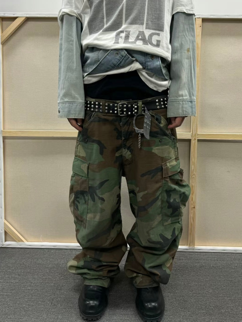 Vintage M65 Remake Camo Work Pants - Baggy Wide-Leg Trousers Playboi Carti