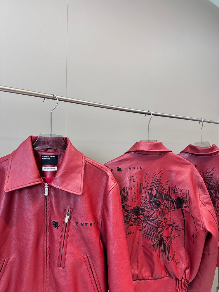 ERD Melancholic Heir PU Lambskin Jacket -Custom-Dyed Coated Cropped Leather Coat