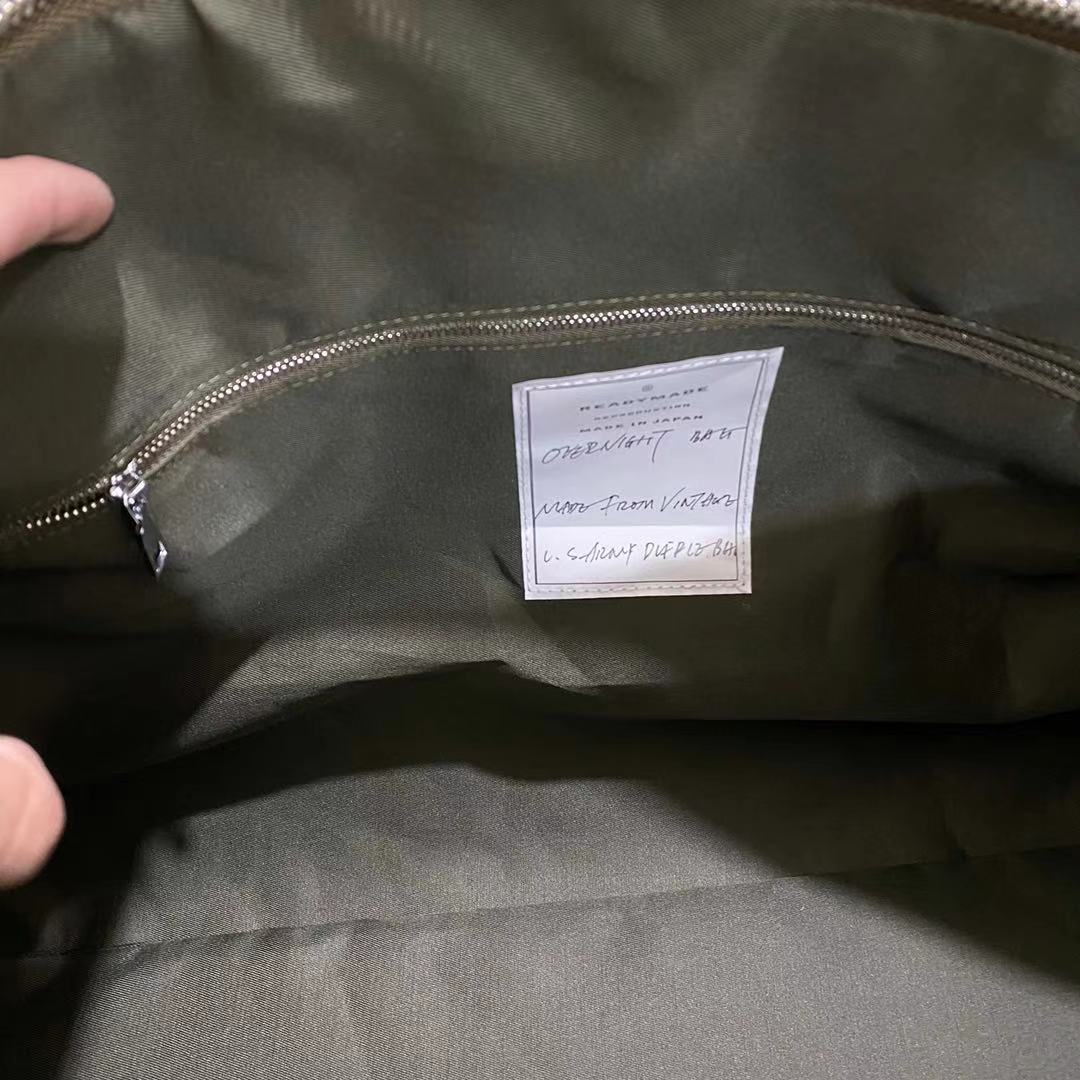 Readymade Overnight Bag - Army Green Canvas Embroidered Travel Bucket Gym Bag