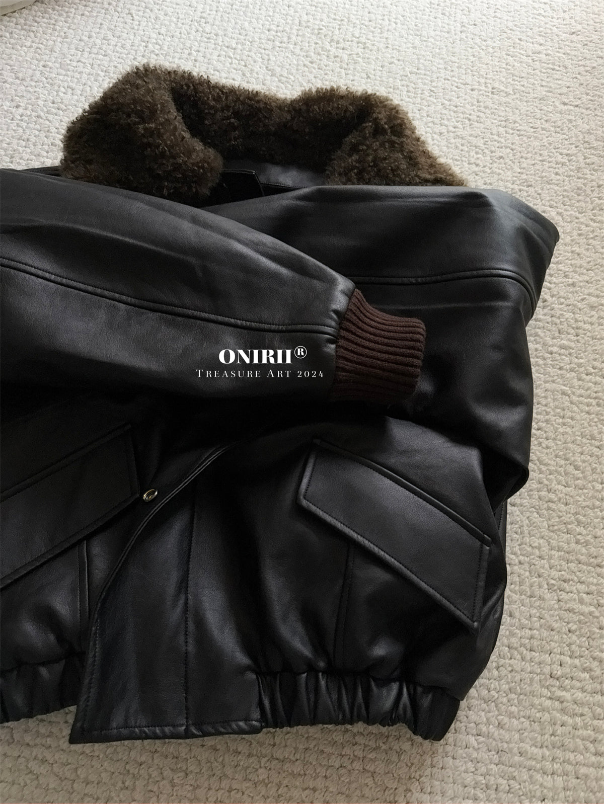 Heavyweight Le*maire Quilted Jacket Imported Lamb Wool Collar Gray-Black Padded Coats