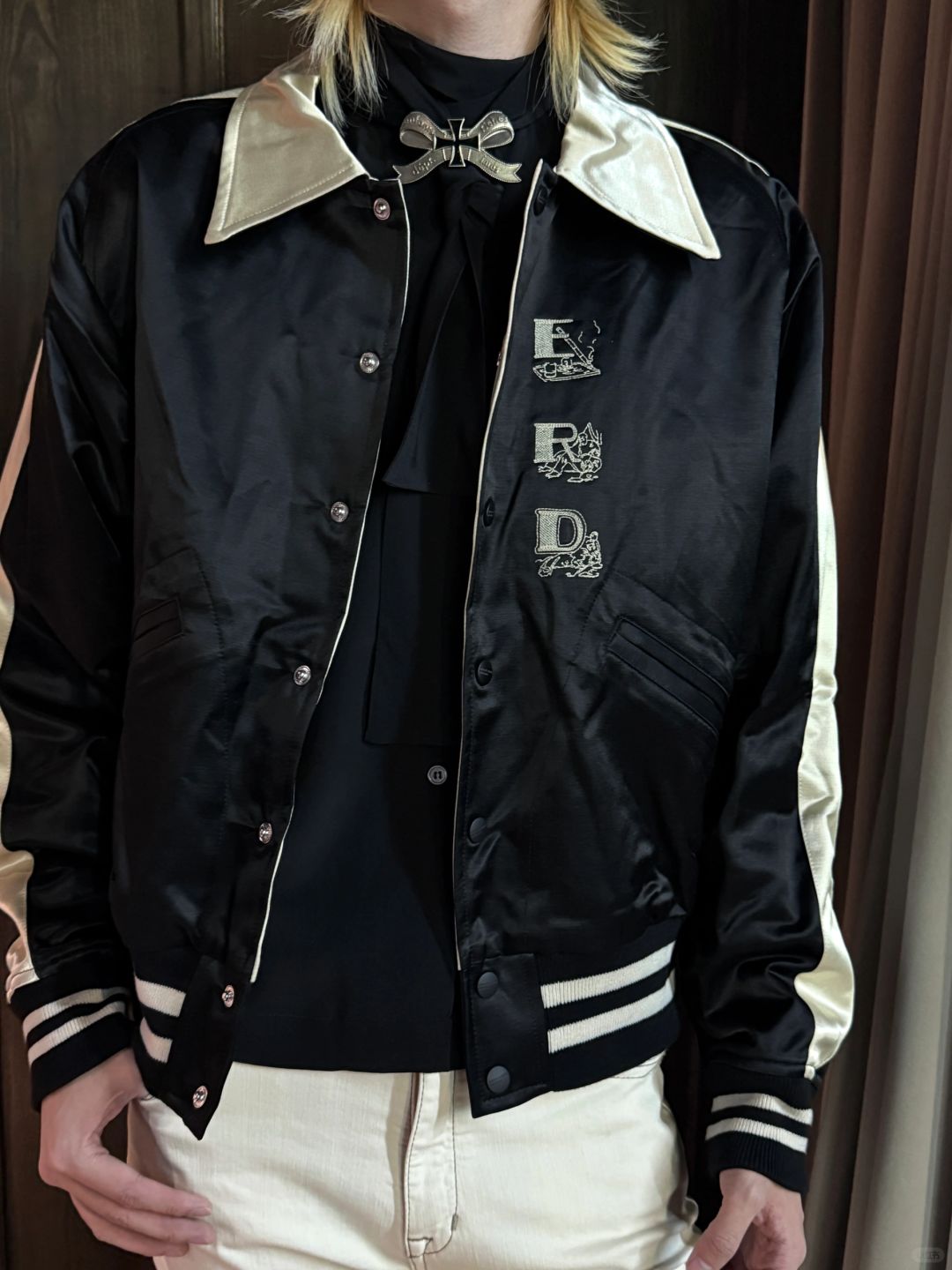 ERD AW24 'Opium Den' Varsity Jacket - Silk Court Embroidery Baseball Coat