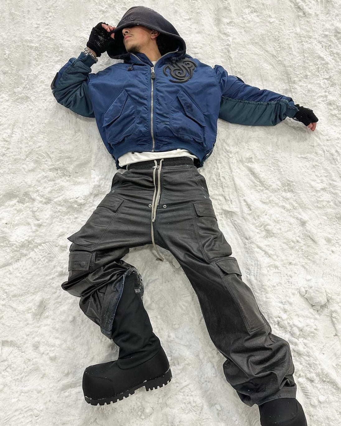 Custom-made 19AW Alpha Industries Vetements Tribal Bomber Blue Padded Jacket