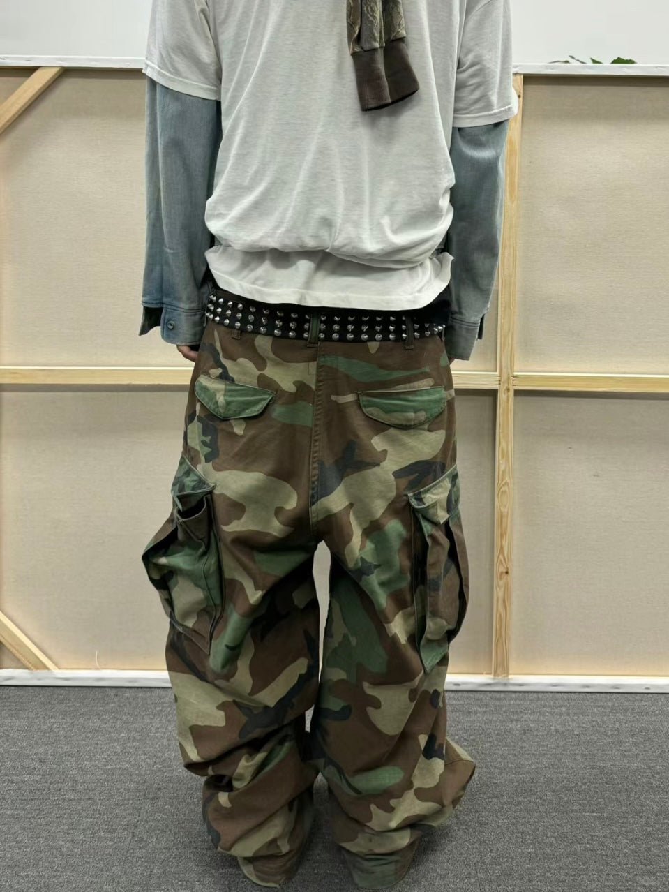 Vintage M65 Remake Camo Work Pants - Baggy Wide-Leg Trousers Playboi Carti