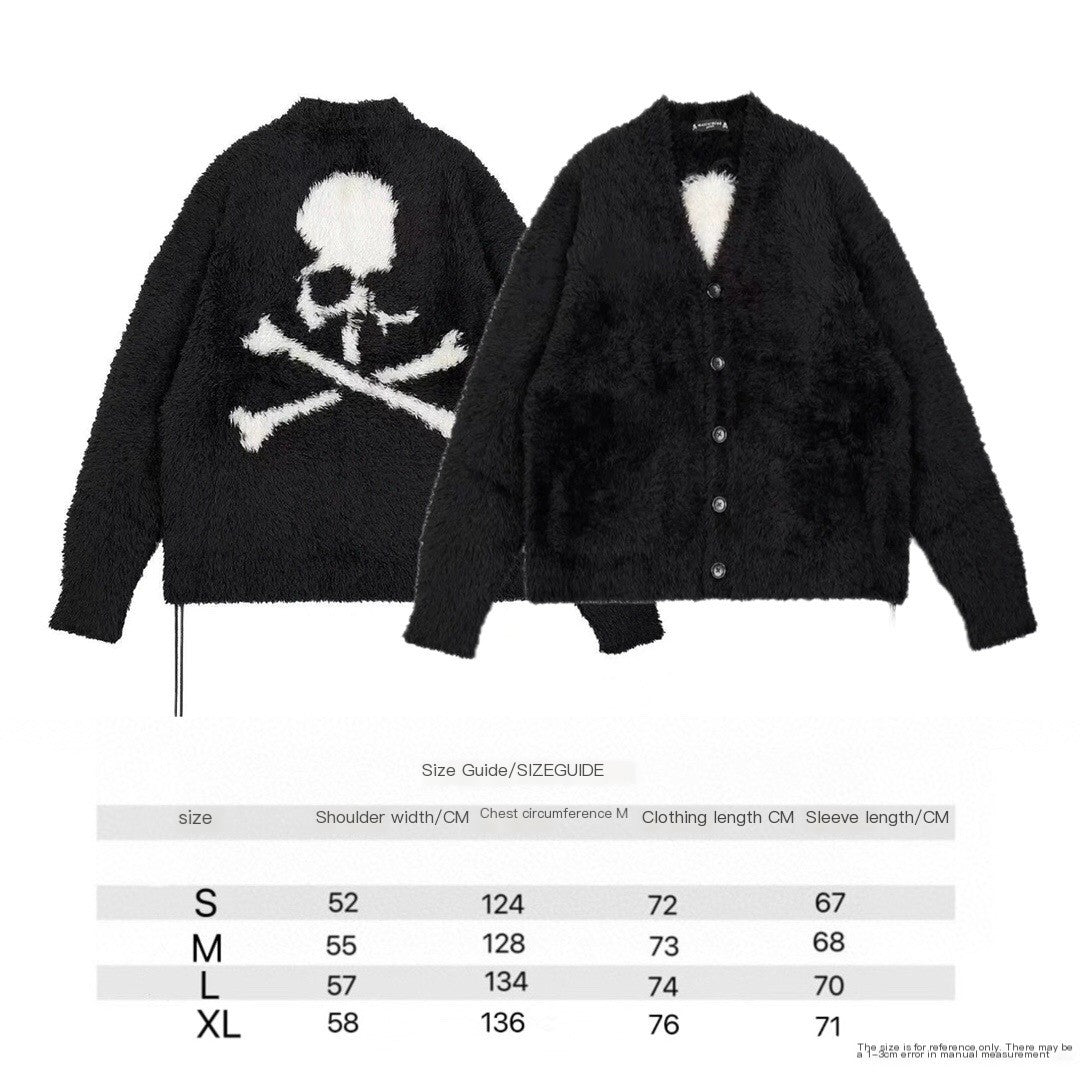 Mastermind Online Dark Alpaca Skull Cardigan – High-Street Loose Knit Sweater